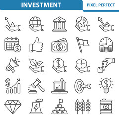 Investment Icons. Professional, pixel perfect icons depicting various investment and business concepts. EPS 8 format.