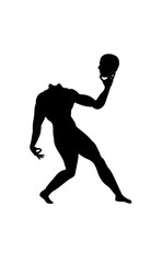 Fototapeta na wymiar human body silhouette without head. Man anatomy right front side silhouette. Male body icon vector illustration