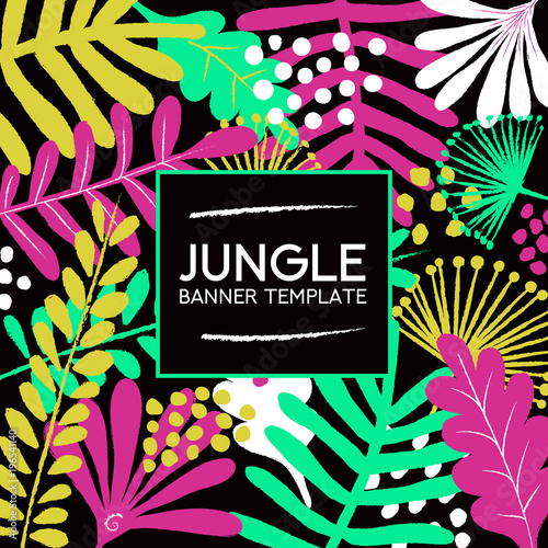 Colorful Jungle Vector Banner Template Stock Image And Royalty Free Colorful Jungle Vector Banner Template