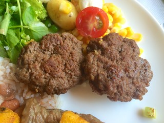 Dish with varied food