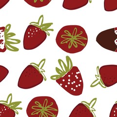 Strawberry hand drawn color illustration for your design: bags, t-shirts, wallpaper
