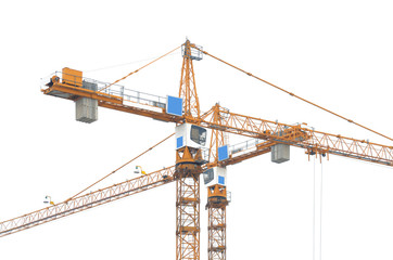 Construction crane on white background.