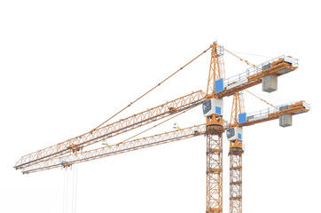 Construction crane on white background.