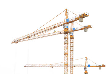 Construction crane on white background.