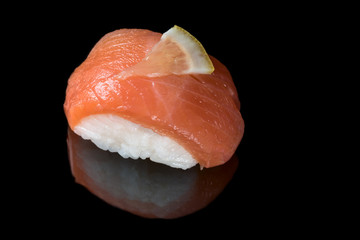 One sushi of fresh fish salmon trout