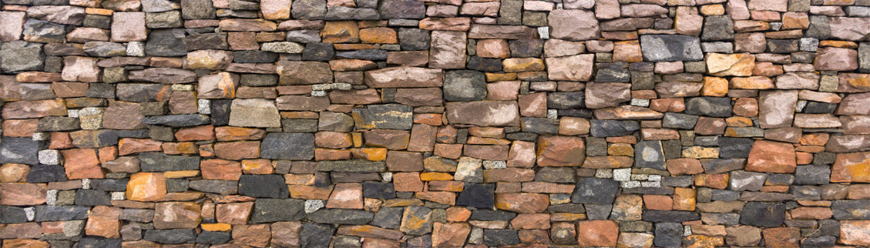 Seamless stone masonry using rectangular stones, red and gray shades