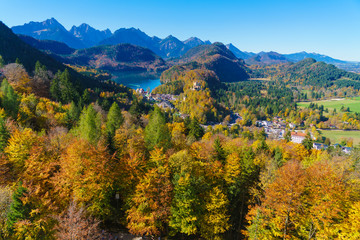 Obraz premium Hohenschwangau lake near Neuschwanstein Castle, Bavaria, Germany
