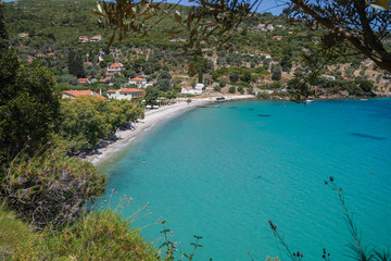 Fototapeta premium Bright blue bay , sunny summer day at the beach