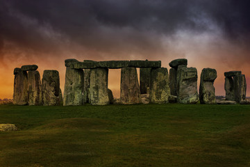 Sunset over Stonehenge, England. 