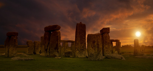 Sunset over Stonehenge, England. 
