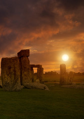 Sunset over Stonehenge, England. 