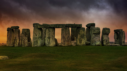 Sunset over Stonehenge, England. 