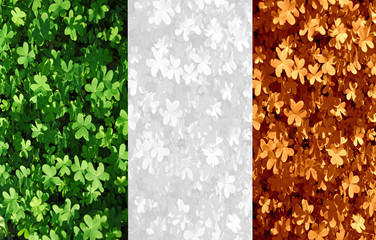 Bandera de Irlanda con tréboles, fondo para escribir texto, día de San Patricio
