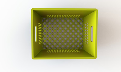 Plastic crate box isolated on white. The crate can hold bottle or cans
