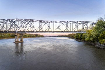 Missouri River bridge aerial view