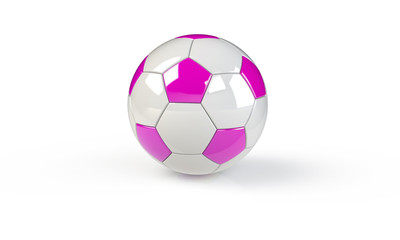 football soccer ball isolated on white the football is pink blue orange white black blue