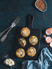Buckwheat casserole with spinach, carrots, parmesan
