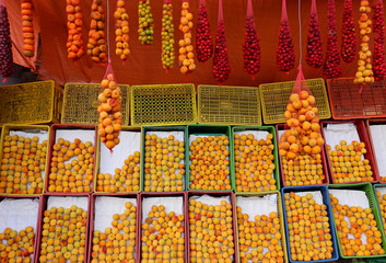 Fresh apricots on sale at the local farmers market