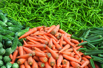 Fresh vegetables up for sale in an Indian market