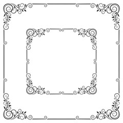 Ornate black square frames. For announcement, label, text decoration, card.