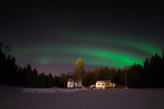 Magic Night.Spectacular show of the Northern Lights Aurora Eveness