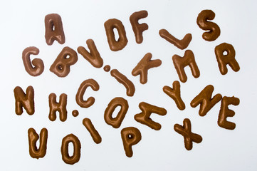 Alphabet made of chocolate cookies