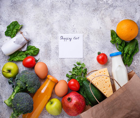 Healthy organic products with paper bag 