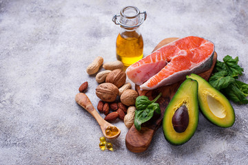 Selection of healthy fat and omega 3 sources.