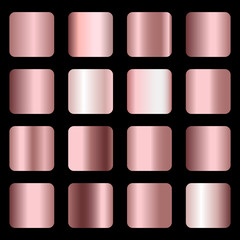 Set of bronze foil texture gradation. Vector.