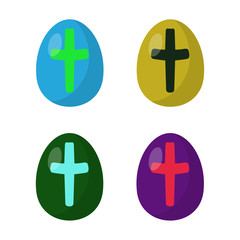 Flat vector Easter eggs mockup with cross symbol. Isolated, editable pieces.