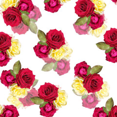 Beautiful floral background of yellow and red roses 