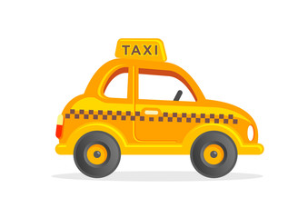 Fototapeta na wymiar Toy taxi yellow cab car cartoon illustration