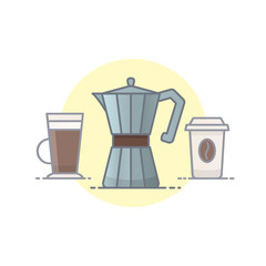 Coffee vector illustration filled outline style