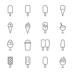 Ice cream outline icons set