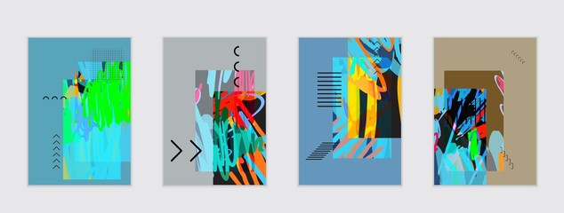 Set of artistic abstract universal card templates