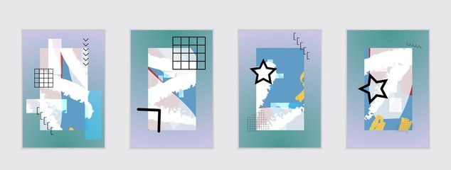 Set of artistic abstract universal card templates
