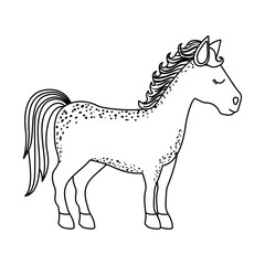 Obraz na płótnie Canvas monochrome silhouette of cartoon unicorn standing with closed eyes and looking towards the right vector illustration