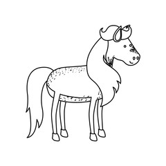 monochrome silhouette with male unicorn and looking towards the right vector illustration