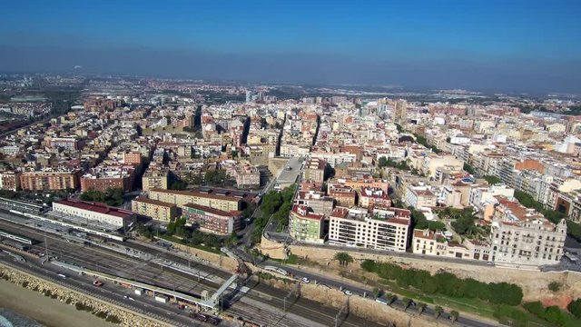 Tarragona from the air. Catalonia. Spain. 4k Drone Video