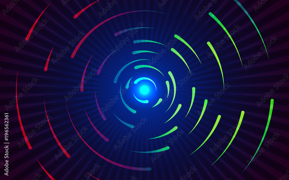 Wall mural round lines background. abstract colorful gradient backdrop. red and green swirling lines. circling 