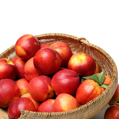 ripe peach on white background
