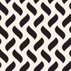 Vector Seamless Black and White Hand Drawn Wavy Lines Pattern