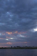 Blue sunset cloud background