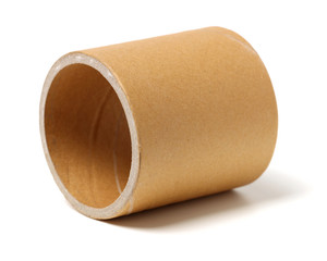 Brown paper roll on white background