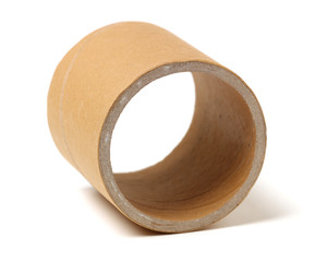 Brown paper roll on white background