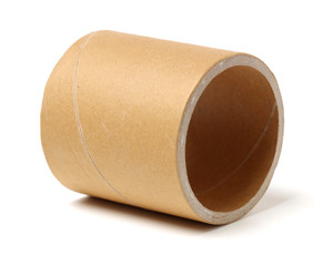 Brown paper roll on white background