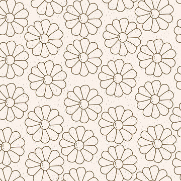 monochrome background with pattern of daisy flowers vector illustration