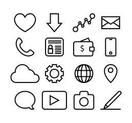 Set of Icons for Business Site. Vector Illustrations isolated on white.