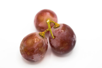 red grape raw isolated on white background, front view from the top, technical cost-up.