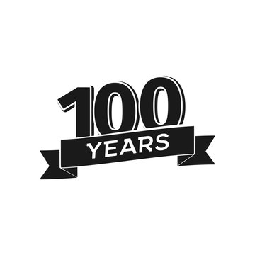 Vector 100 years anniversary logotype. Isolated black logo 100th jubilee on white background